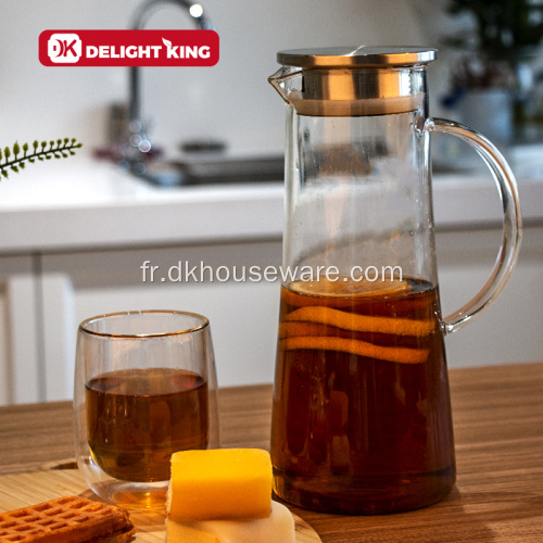 Carafe à boisson en verre transparent résistant à la chaleur et au froid